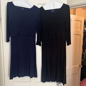 Maternity Seraphine Blue and Black Sheath Dress 3/4 Sleeve Bateau Neckline